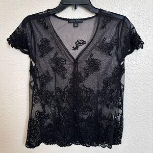 Banana Republic Unconventional Lace Top Black Size M Whimsy Goth